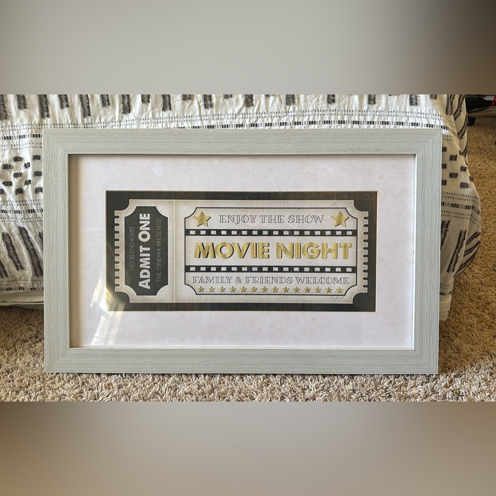Framed Movie Night Ticket Wall Decor